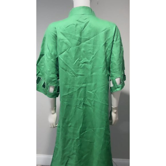 Women's Figue Adelaide Green Cut-Out Linen Midi Size L***. No belt - Picture 12 of 12